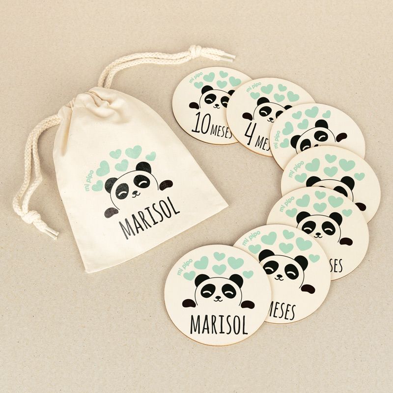 Placas cumplemeses personalizado Panda - Nanetes