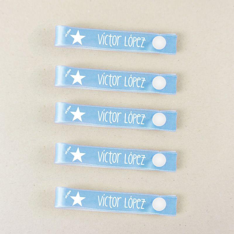 Pack 5 cintas cuelga ropa personalizadas Estrella azul - Nanetes