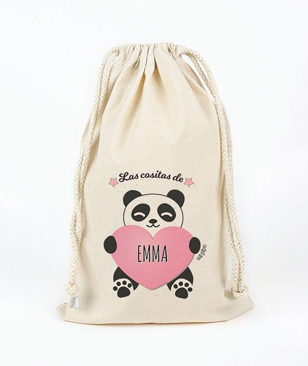 Bolsa Tela Algodón Personalizada Saquito Mi Pipo Panda - Nanetes #