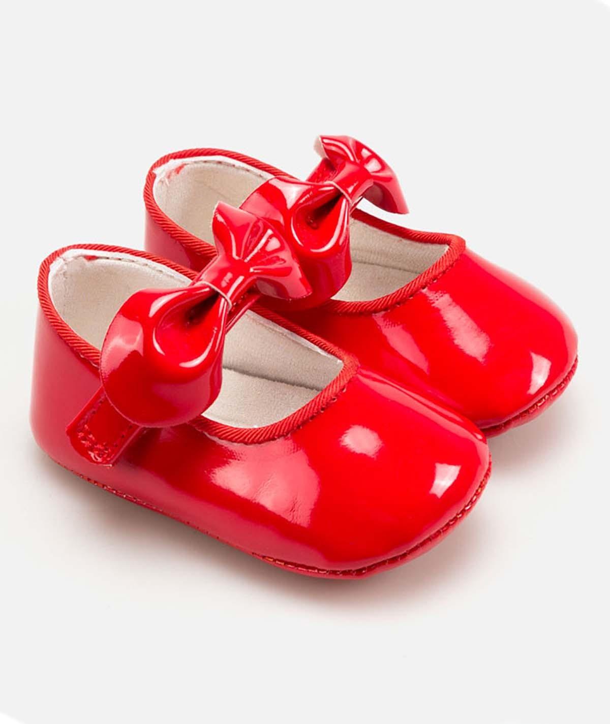 Zapatos Bebé Recien Nacida Mayoral Merceditas Lazo Rojo - Nanetes #