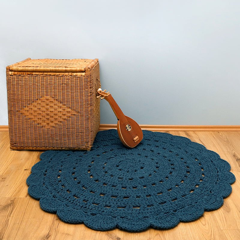 Alfombra Algodón Crochet Alma Azul - Nanetes