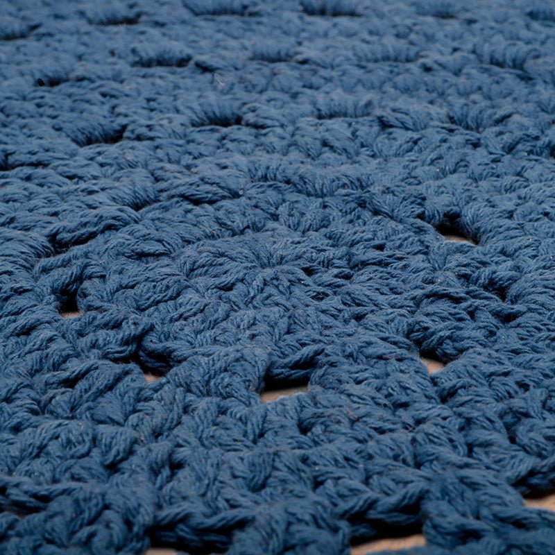 Alfombra Algodón Crochet Alma Azul - Nanetes