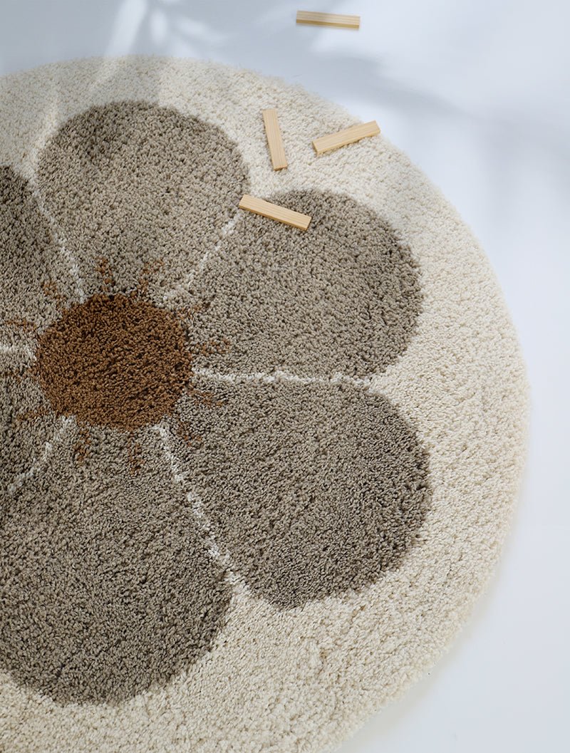 Alfombra Algodón Lavable Bohemian Daisy Beige - Nanetes