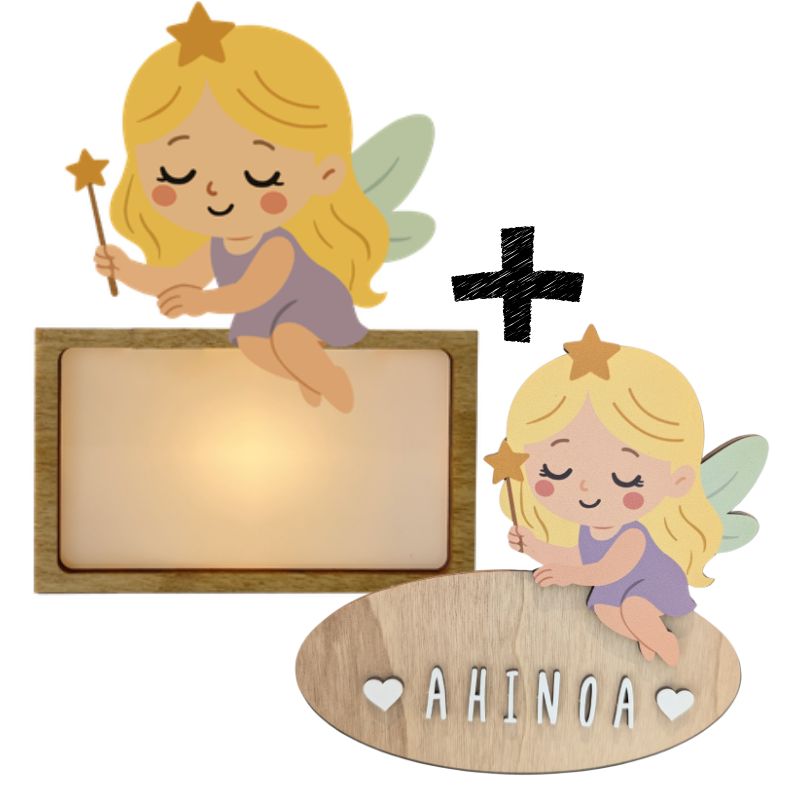 Lampara + Placa puerta personalizadas Hada - Nanetes