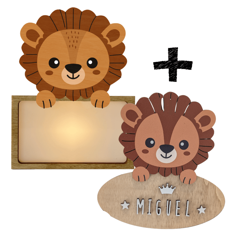 Lampara + Placa puerta personalizadas Leon - Nanetes