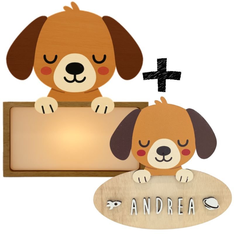 Lampara + Placa puerta personalizadas Perro - Nanetes