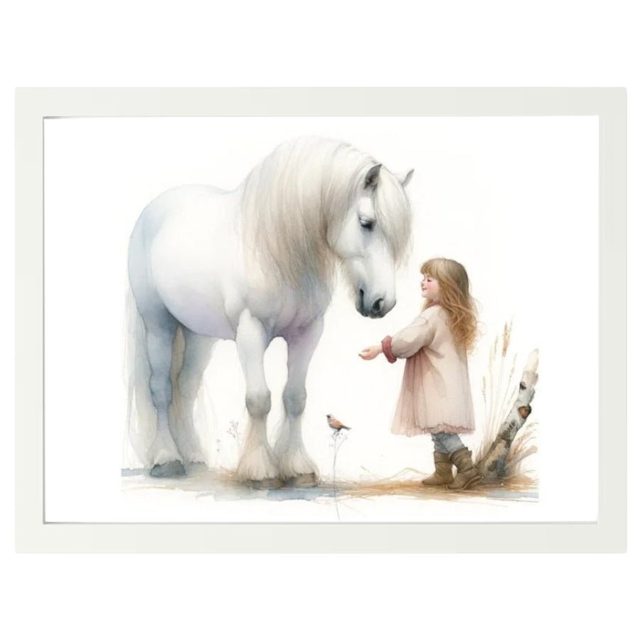 Cuadro Infantil Decorativo Caballo Blanco - Nanetes