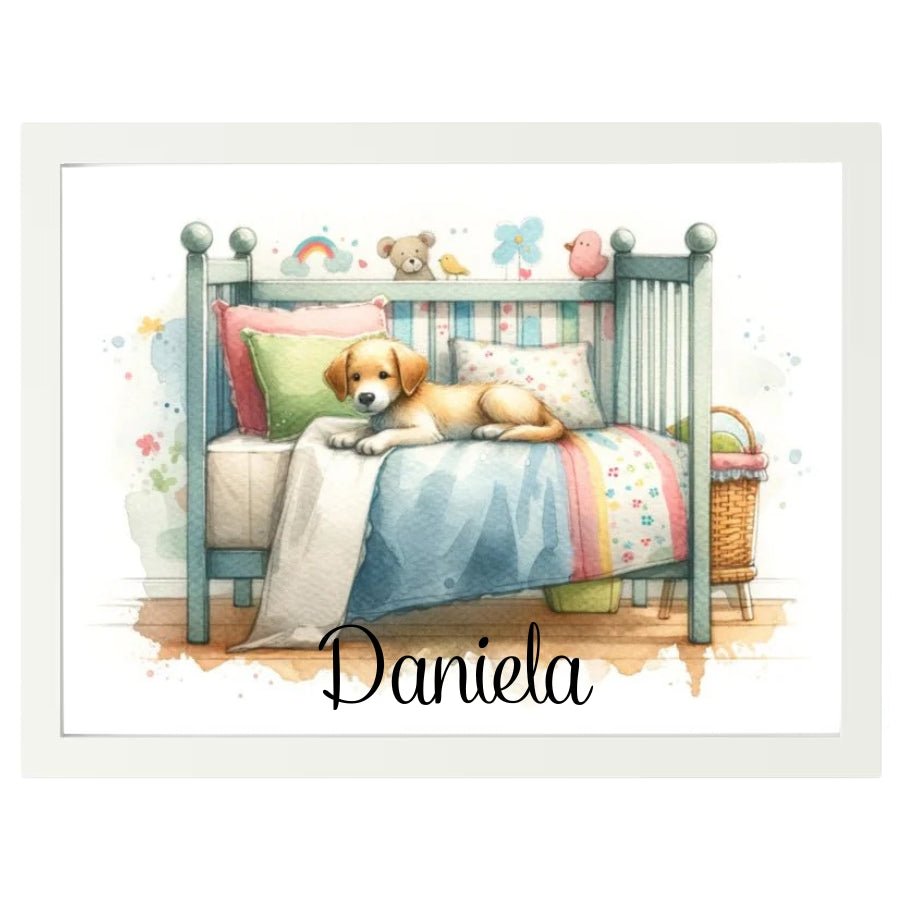 Cuadro Infantil Decorativo Perrito en cama - Nanetes