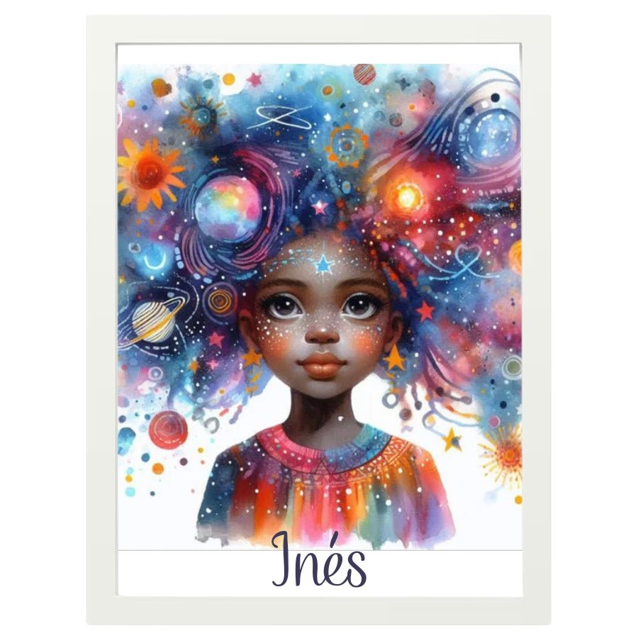 Cuadro Infantil Decorativo Niña Universo - Nanetes