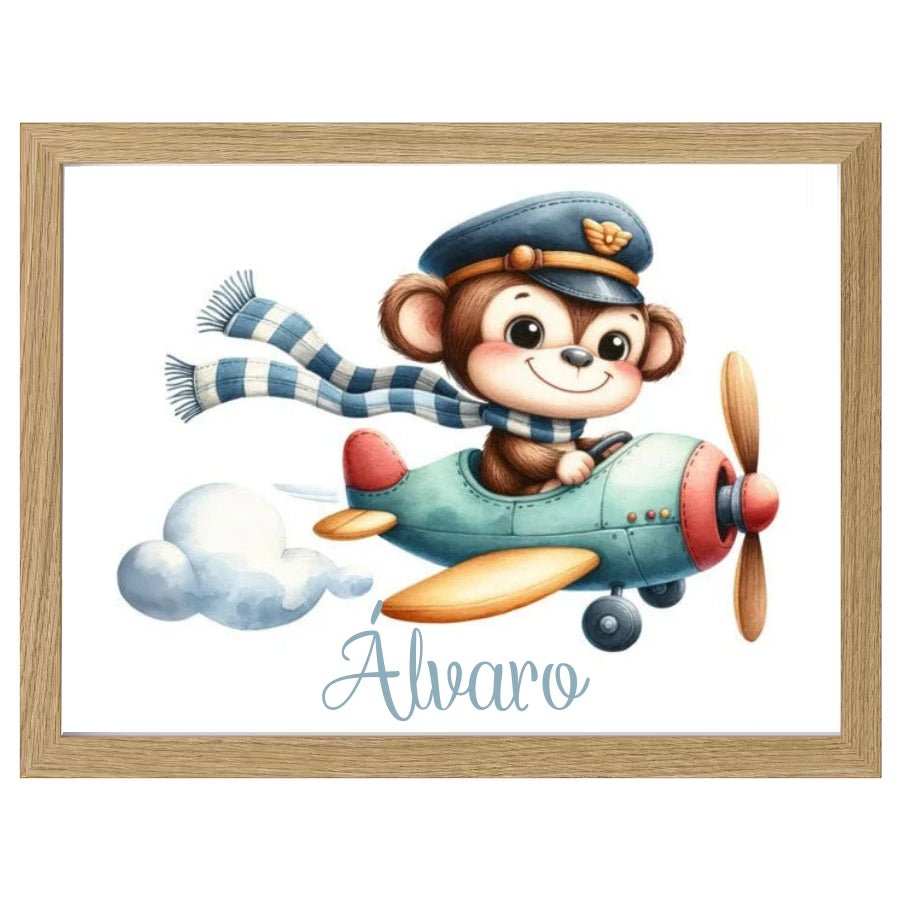 Cuadro Infantil Decorativo Monito Aviador - Nanetes