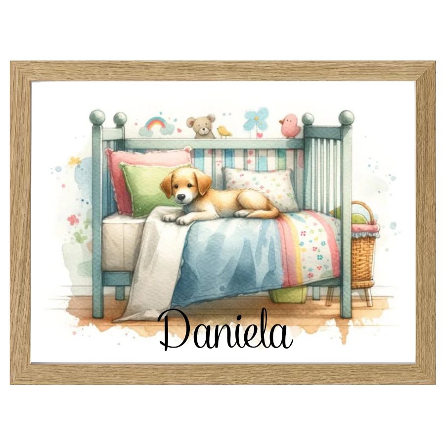 Cuadro Infantil Decorativo Perrito en cama - Nanetes