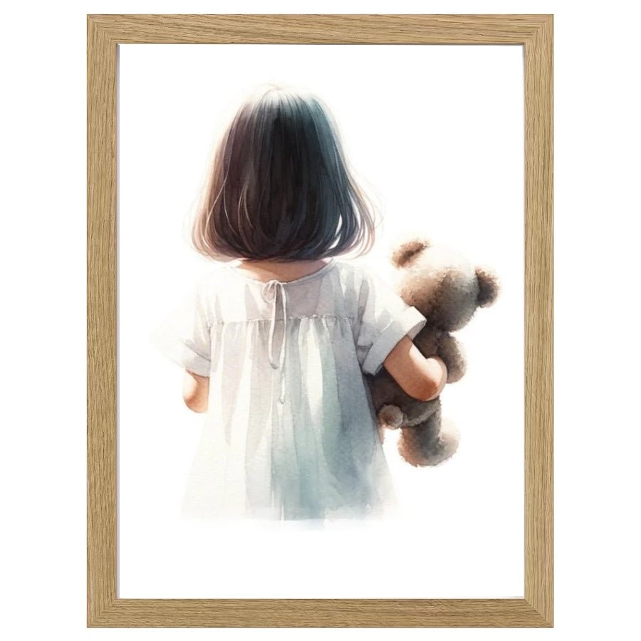 Cuadro Infantil Decorativo Niña con teddy - Nanetes