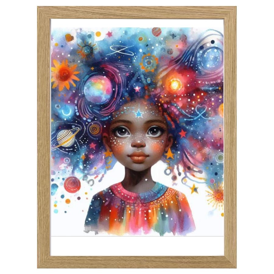 Cuadro Infantil Decorativo Niña Universo - Nanetes