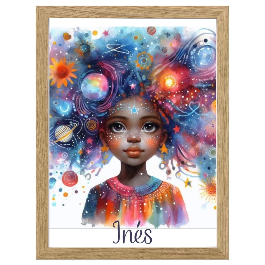 Cuadro Infantil Decorativo Niña Universo - Nanetes