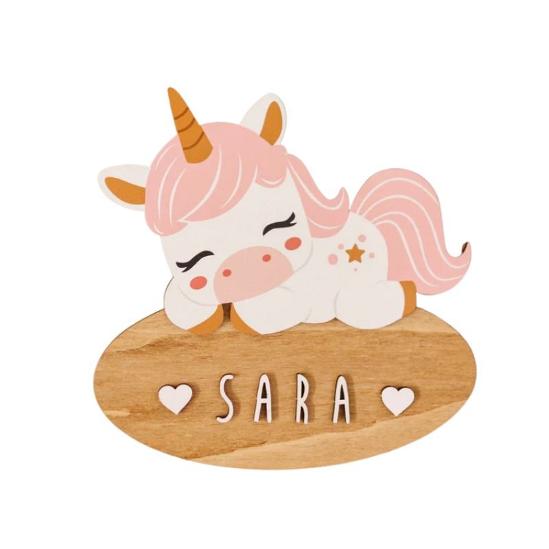 Placa puerta personalizada decorativa Unicornio - Nanetes