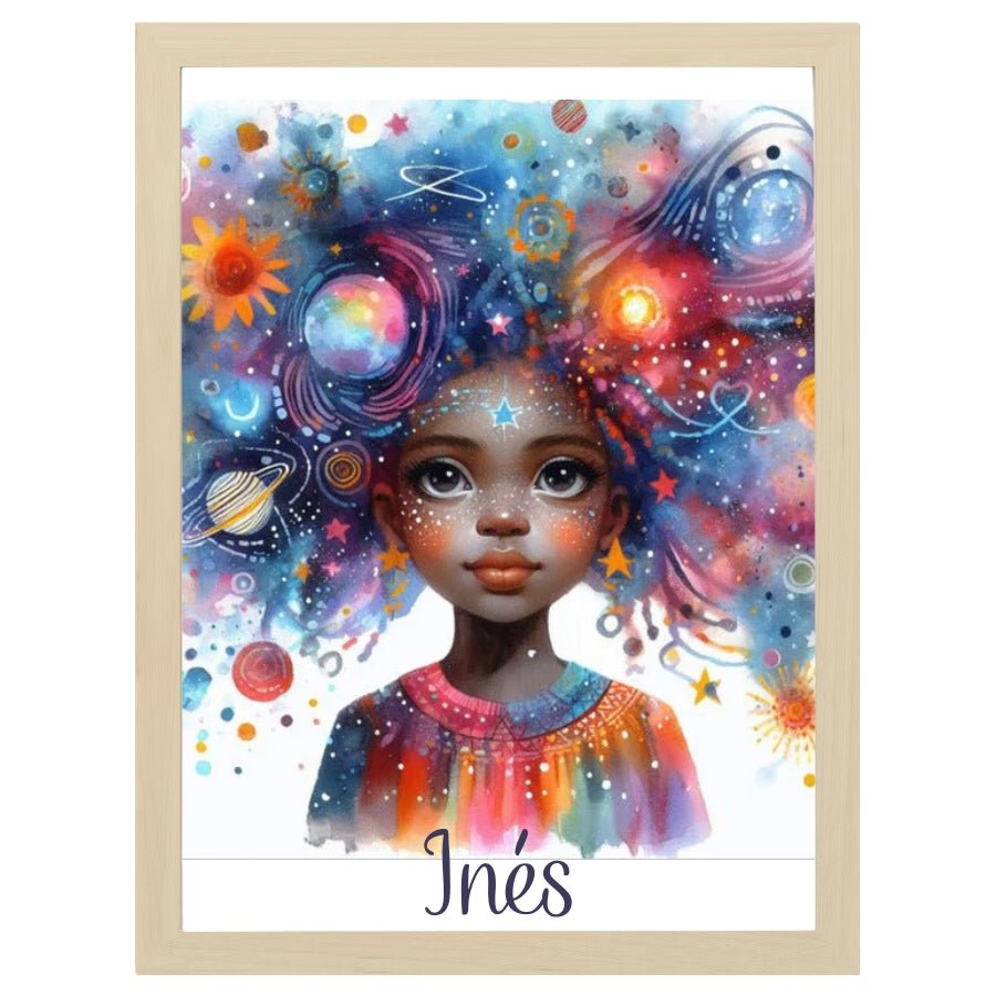 Cuadro Infantil Decorativo Niña Universo - Nanetes