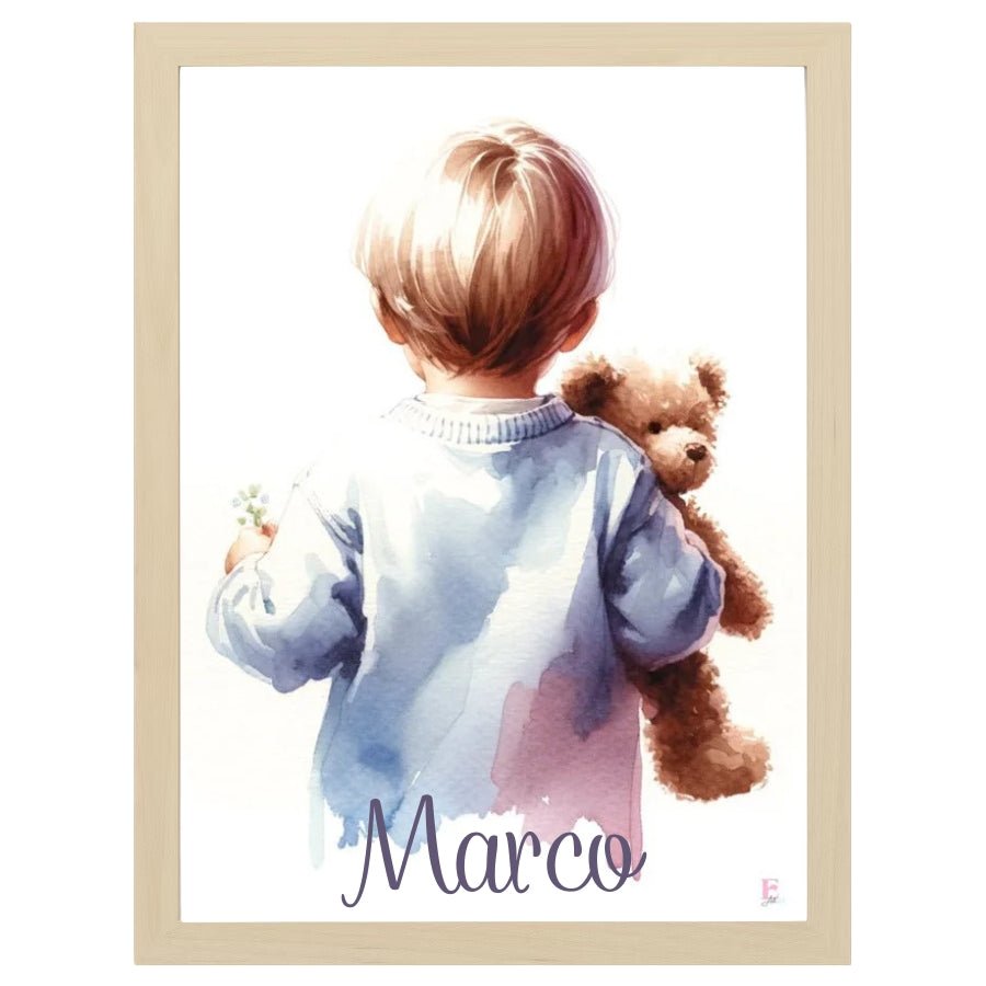 Cuadro Infantil Decorativo Bebe con Osito - Nanetes