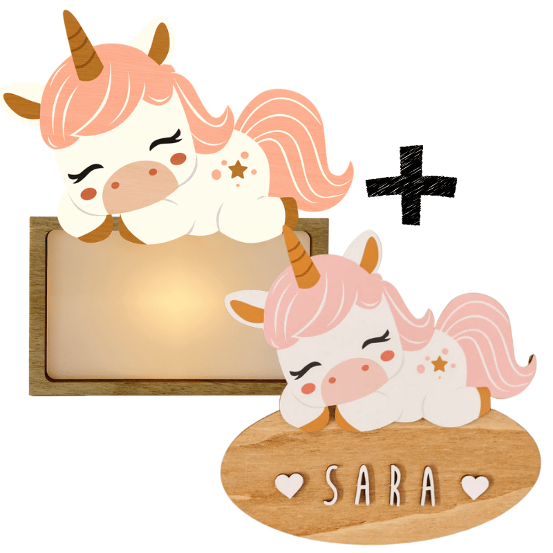 Lampara + Placa puerta personalizadas Unicornio - Nanetes