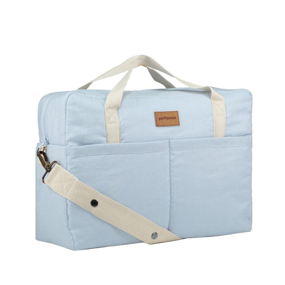 Bolso Maternidad Lino Celeste - Nanetes #