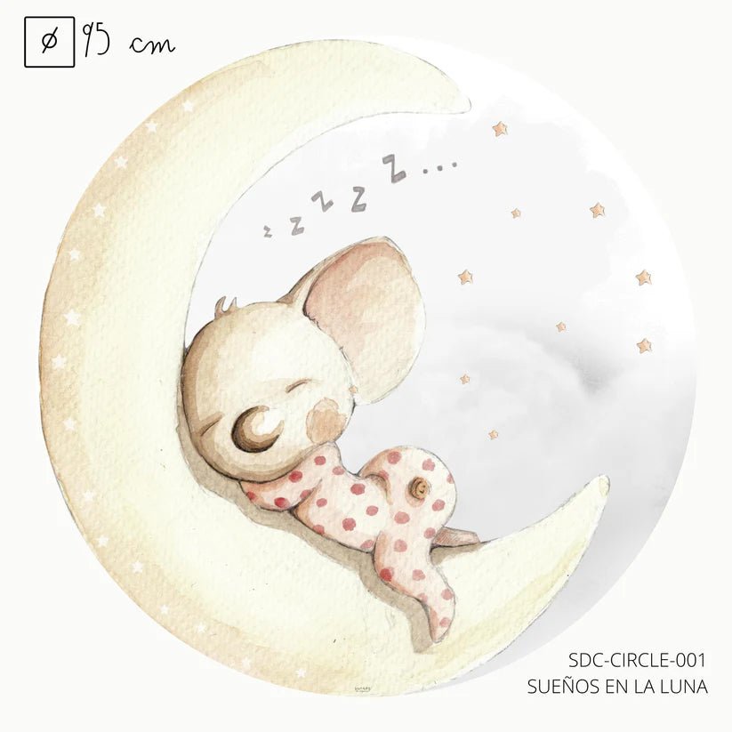 Vinilo Infantil Círculo Luna Sueños de Cigüeña - Nanetes