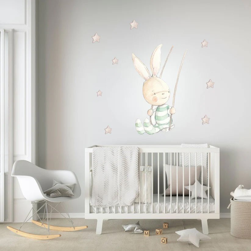 Vinilo Decorativo Infantil Swing Rabbit Sueños de Cigüeña - Nanetes