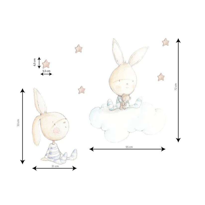 Vinilo Infantil Twin Rabbit Sueños de Cigüeña - Nanetes