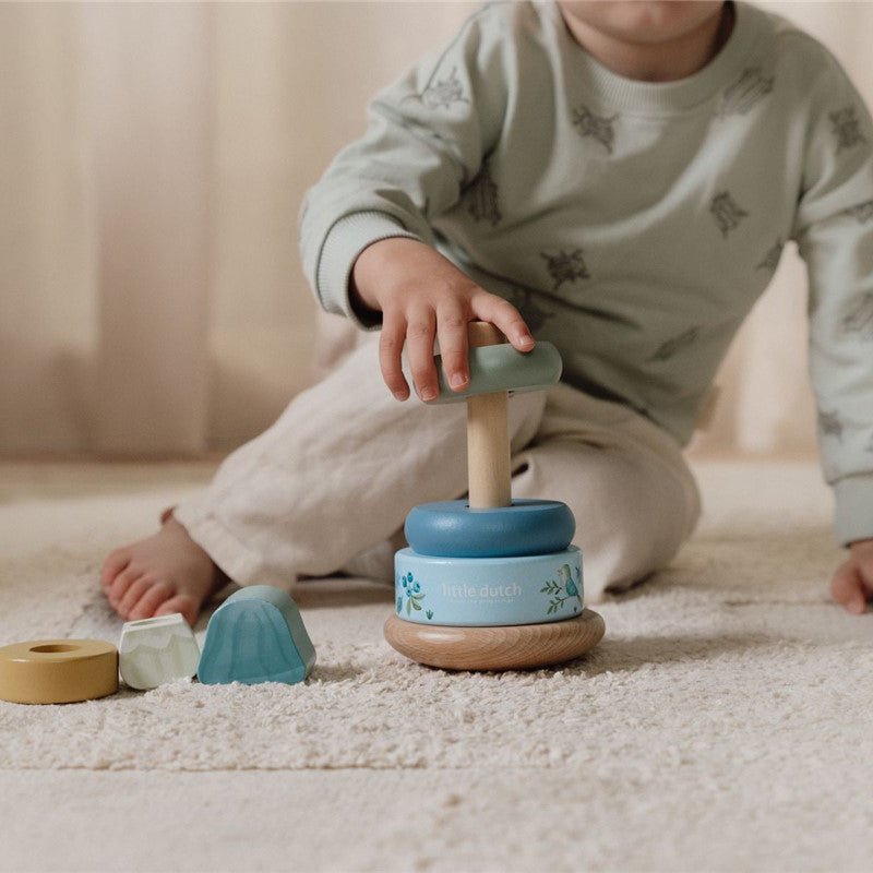 Torre apilable madera Montessori azul Little Duch - Nanetes