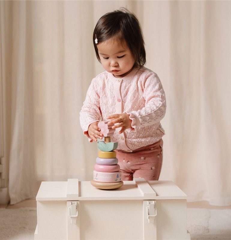 Torre apilable madera Montessori rosa Little Duch - Nanetes
