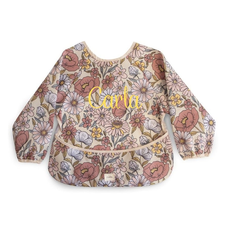 Babero con mangas Retro Flowers - Nanetes