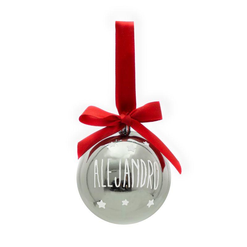Bola de Navidad Personalizada Lazo Gris - Nanetes #