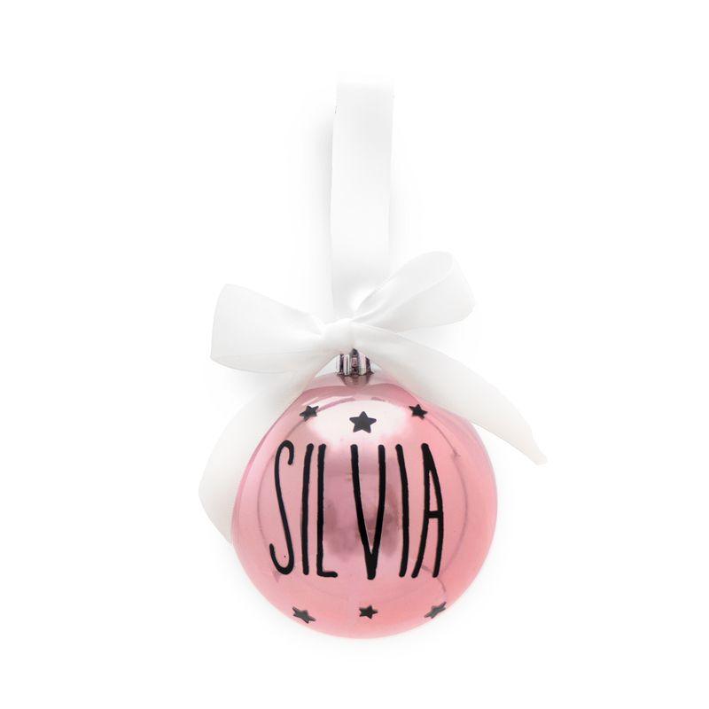 Bola de Navidad Personalizada Lazo Rosa Perla - Nanetes #