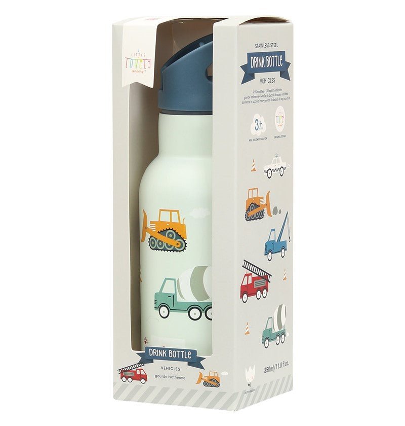 Botella infantil acero 350 ml Vehiculos - Nanetes