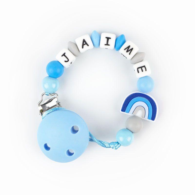 Chupetero Silicona Personalizado Arco Iris Azul - Nanetes #