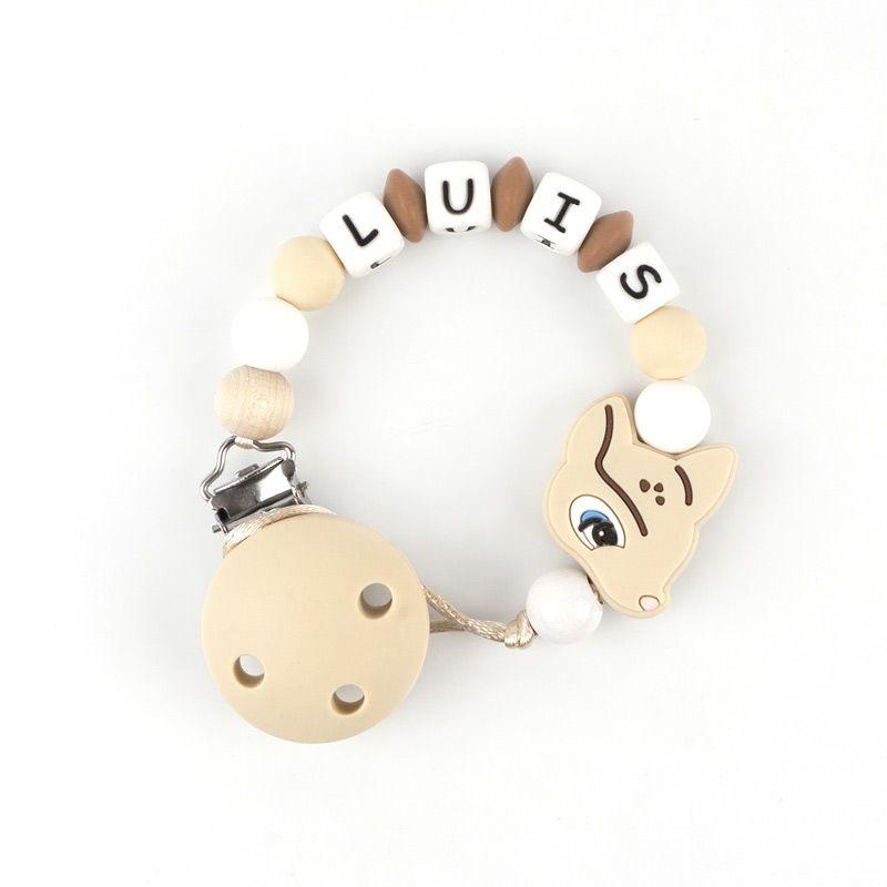 Chupetero Silicona Personalizado Ciervo Beige - Nanetes #