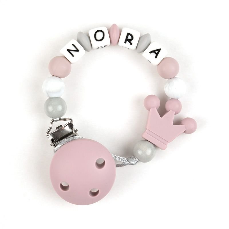 Chupetero Silicona Personalizado Corona rosa soft - Nanetes