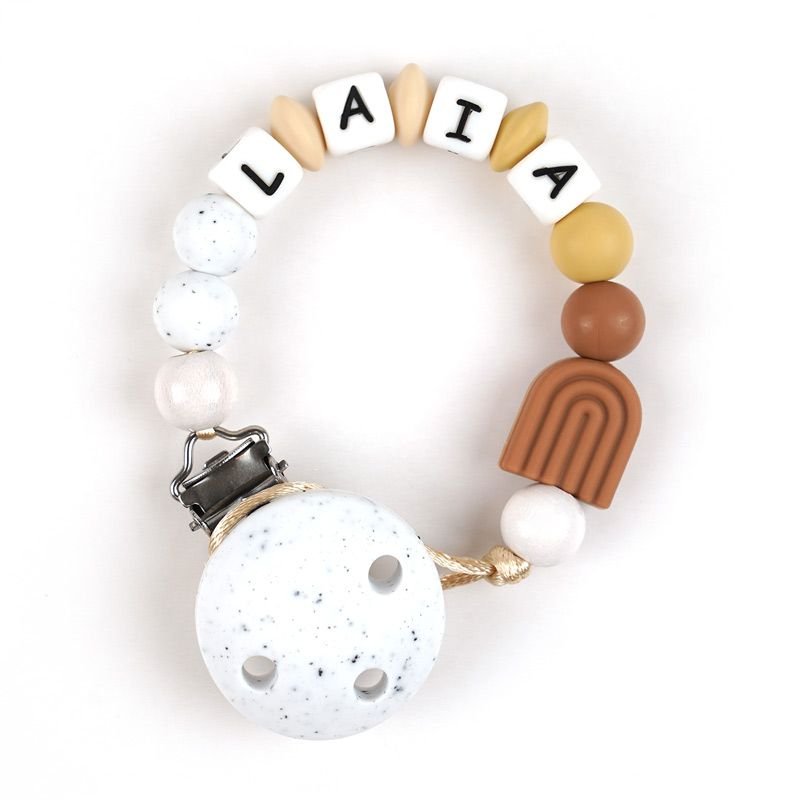 Chupetero Silicona Personalizado Gritty beige - Nanetes