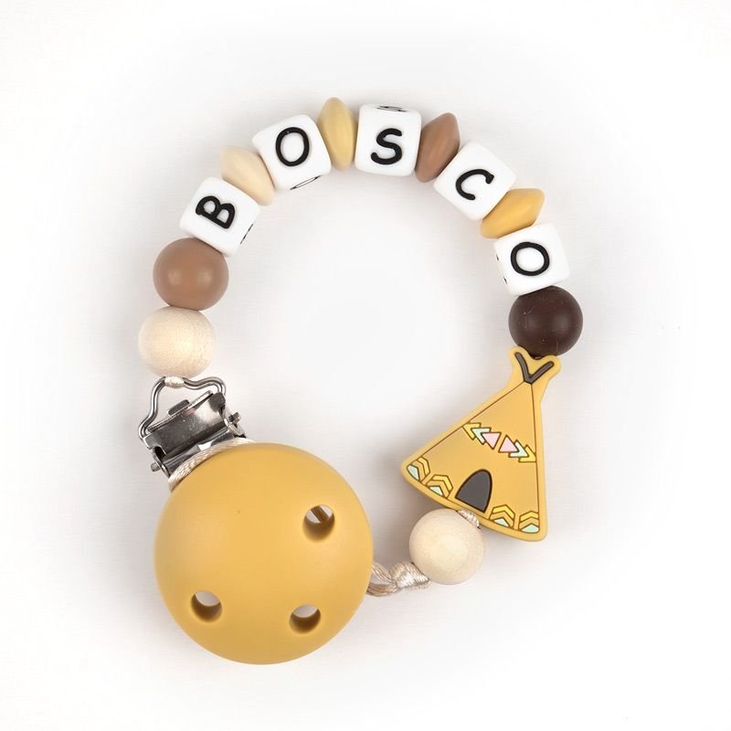 Chupetero Silicona Personalizado Tipi Mostaza - Nanetes