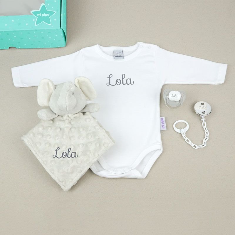 Caja Regalo Bebé Personalizada Medium Gris - Nanetes