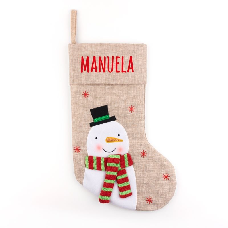 Calcetín Navidad Personalizado Muñeco Nieve - Nanetes