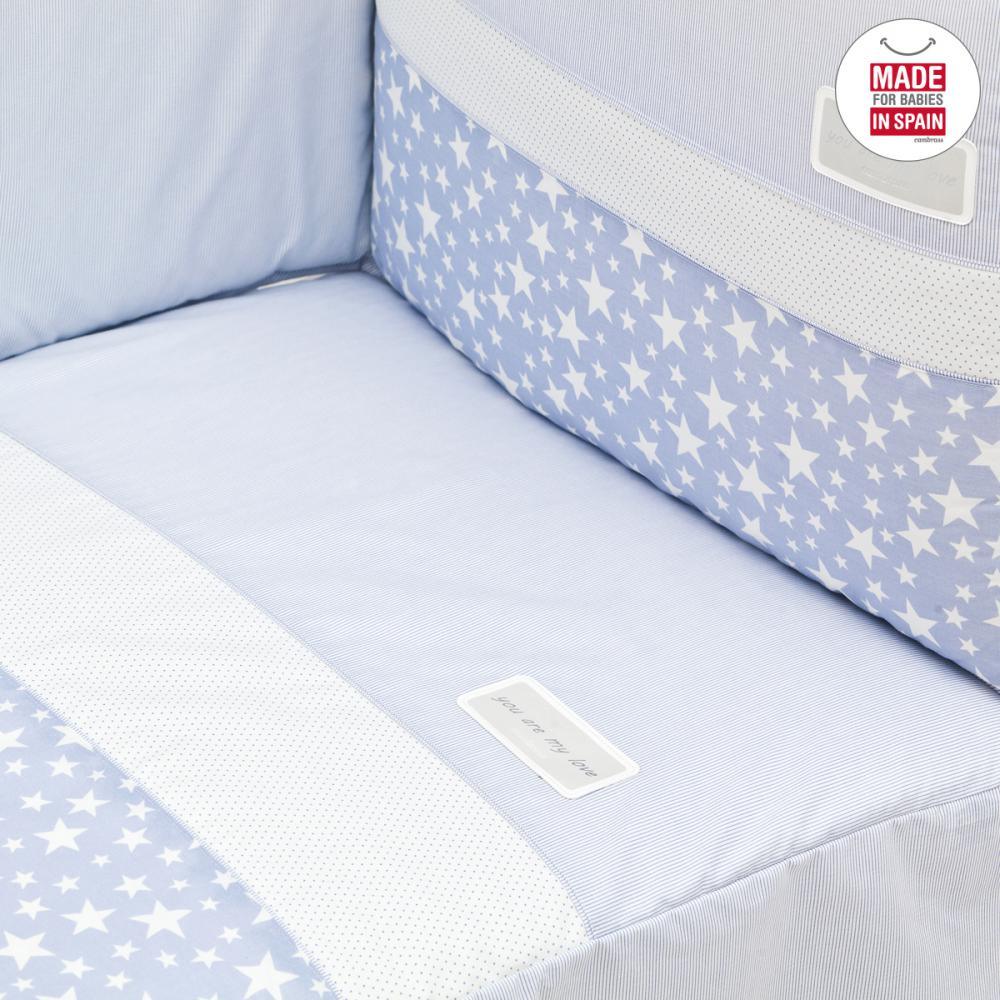 Colcha y Chichonera Cuna Stars Celeste - Nanetes #