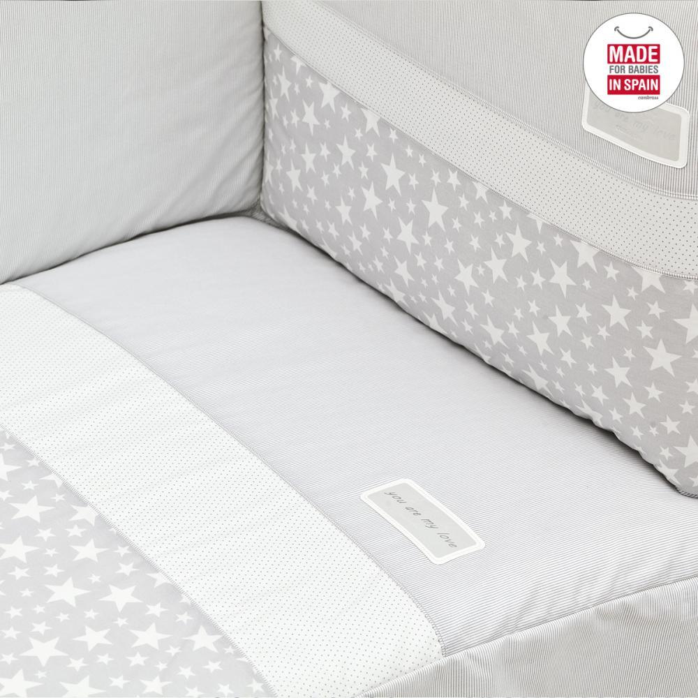 Colcha y Chichonera Cuna Stars Gris - Nanetes #