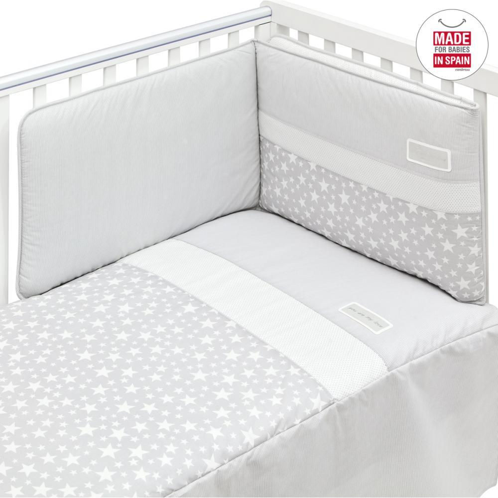 Colcha y Chichonera Cuna Stars Gris - Nanetes #
