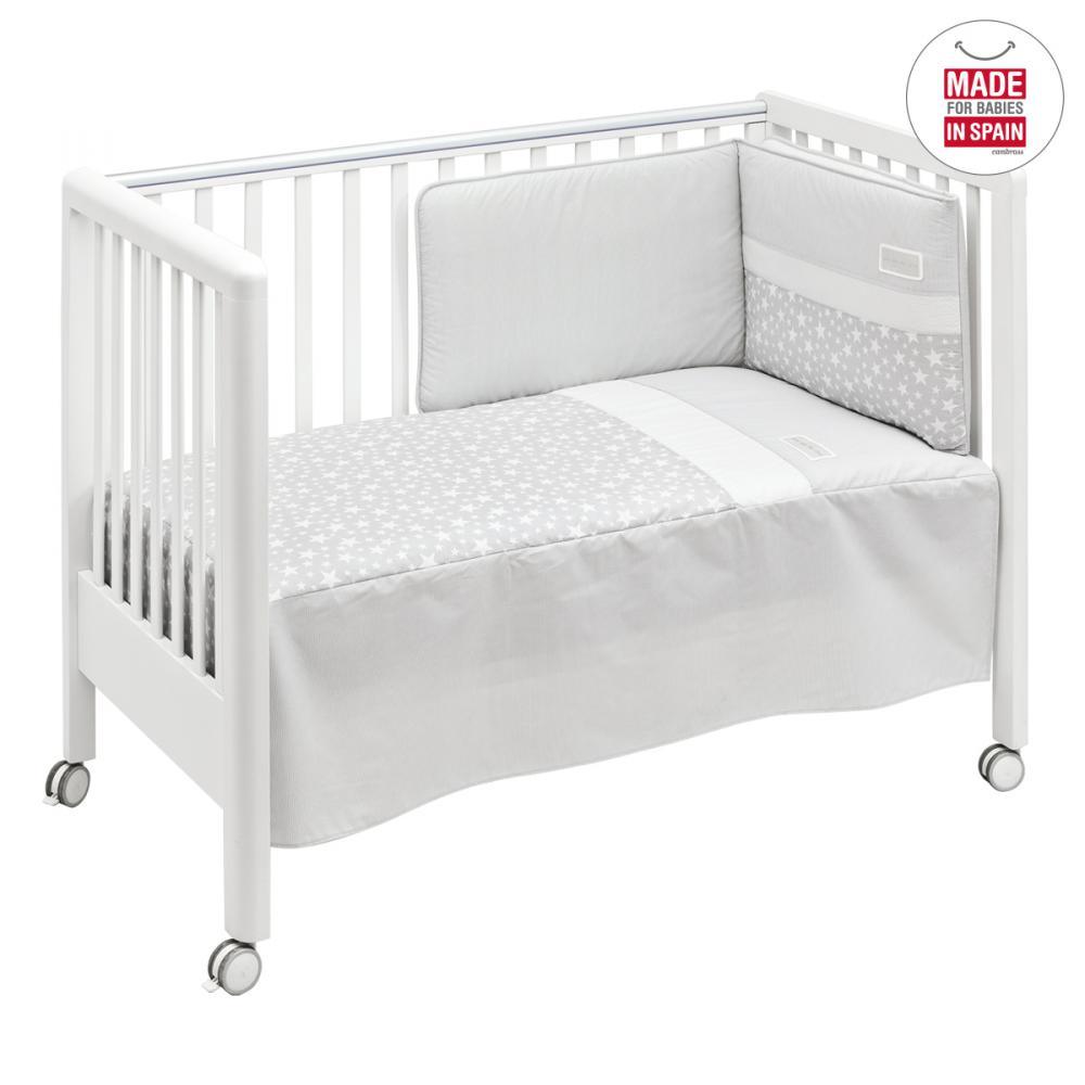 Colcha y Chichonera Cuna Stars Gris - Nanetes #