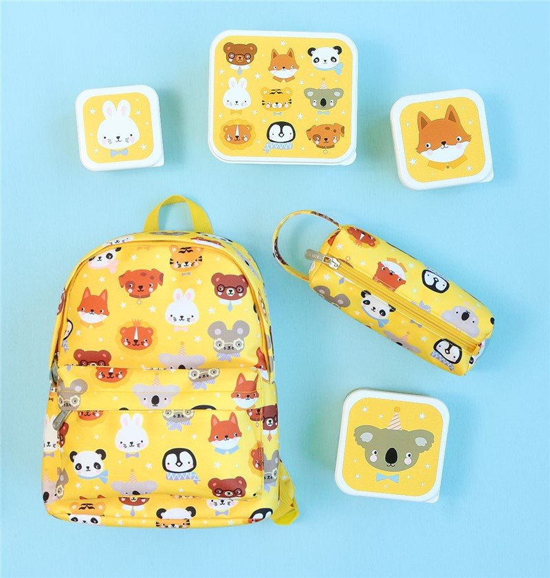 Mochila infantil guardería Animales amarilla - Nanetes
