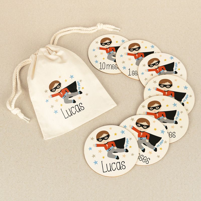 Placas cumplemeses personalizado Súper Héroe - Nanetes