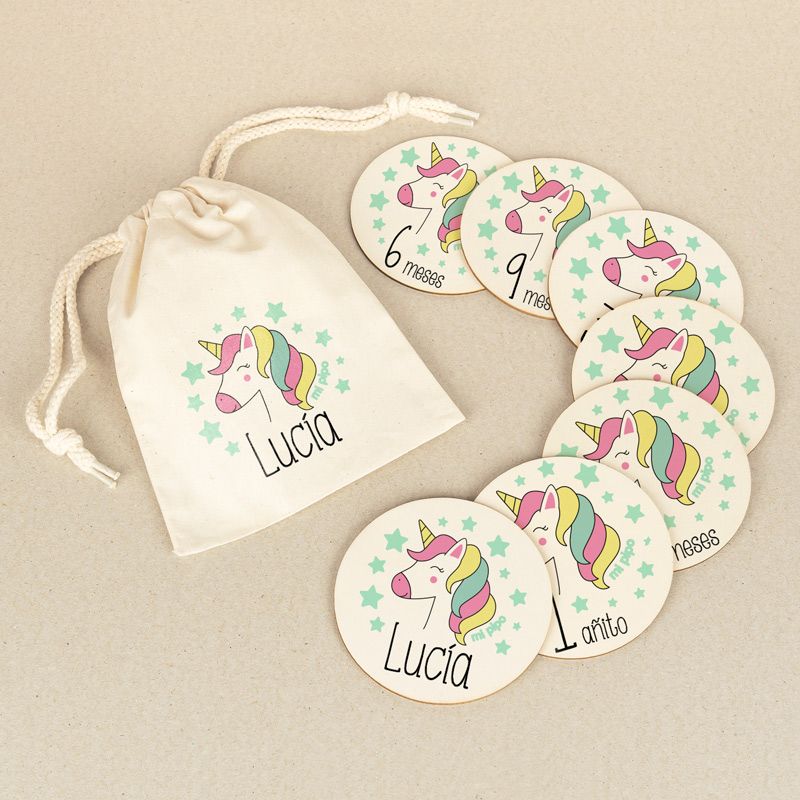 Placas cumplemeses personalizado Unicornio - Nanetes