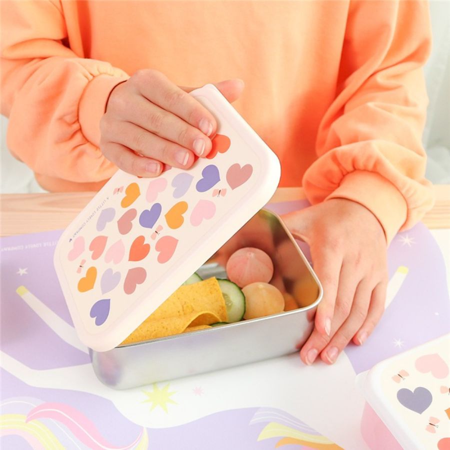 Fiambrera Acero Almuerzo Infantil Corazones - Nanetes