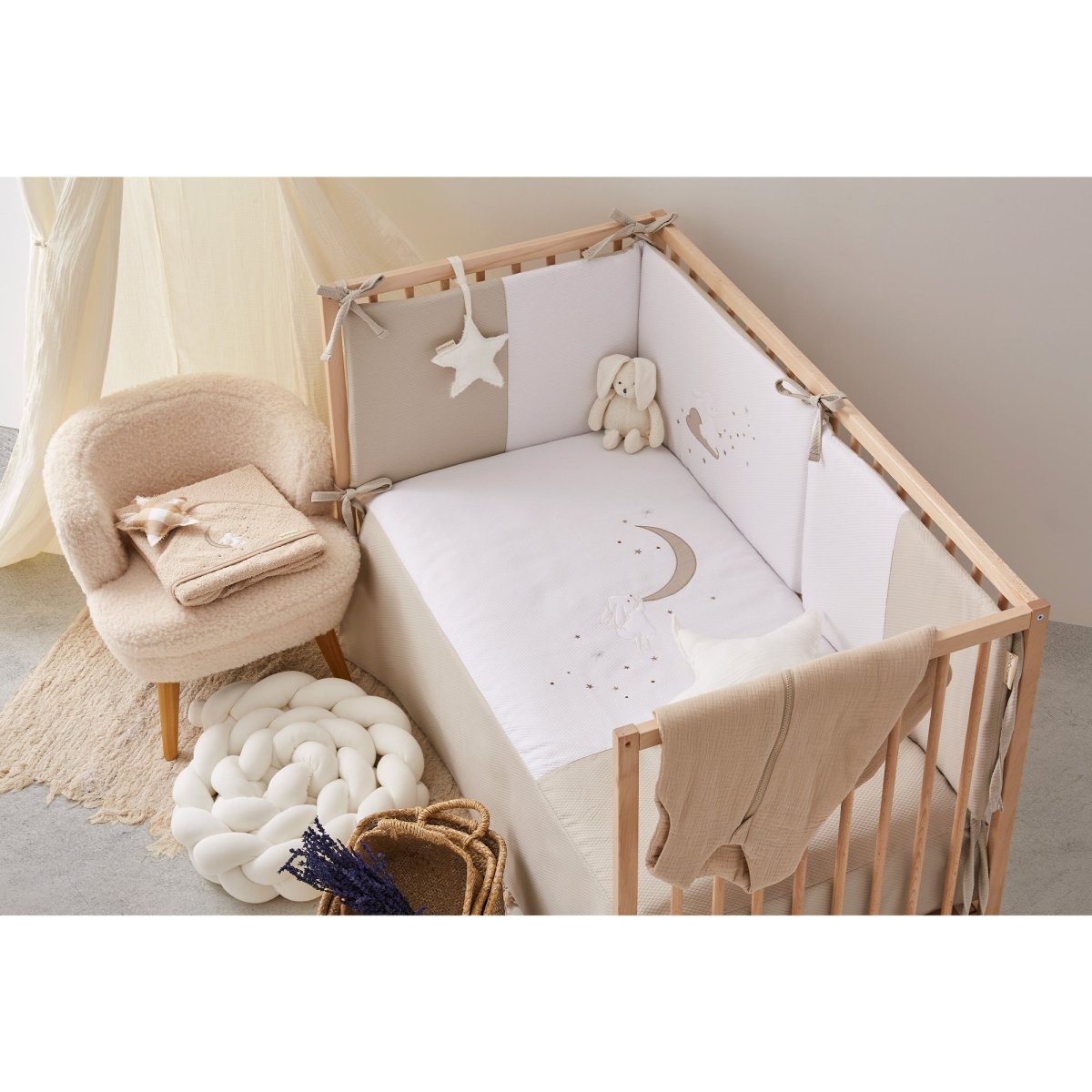 Edredón con Protector Cuna Moon beige - Nanetes