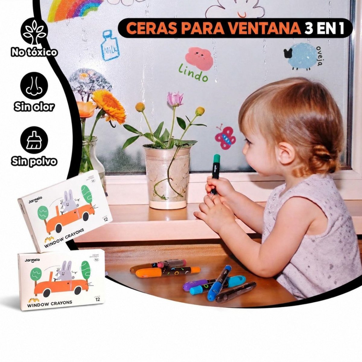 Caja 6 crayones para Cristal No Tóxicos - Nanetes