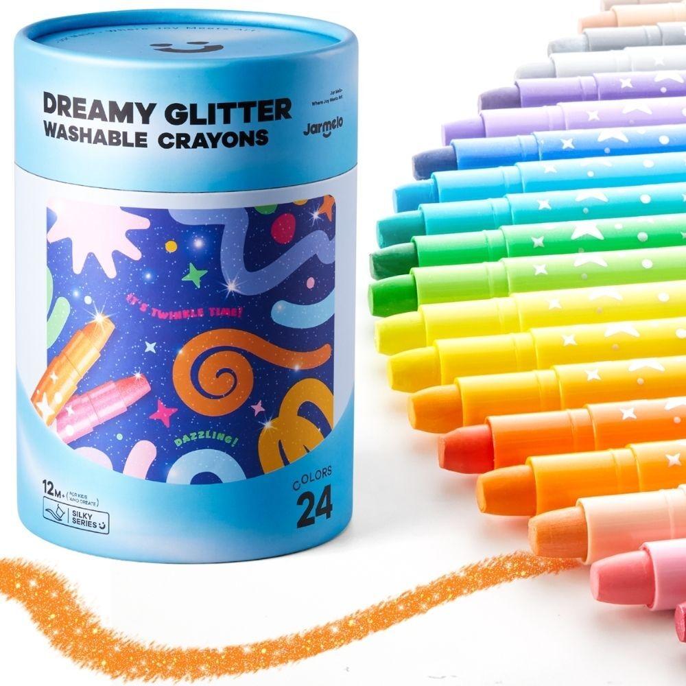 Bote 24 crayones Purpurina No Tóxicos Lavables - Nanetes